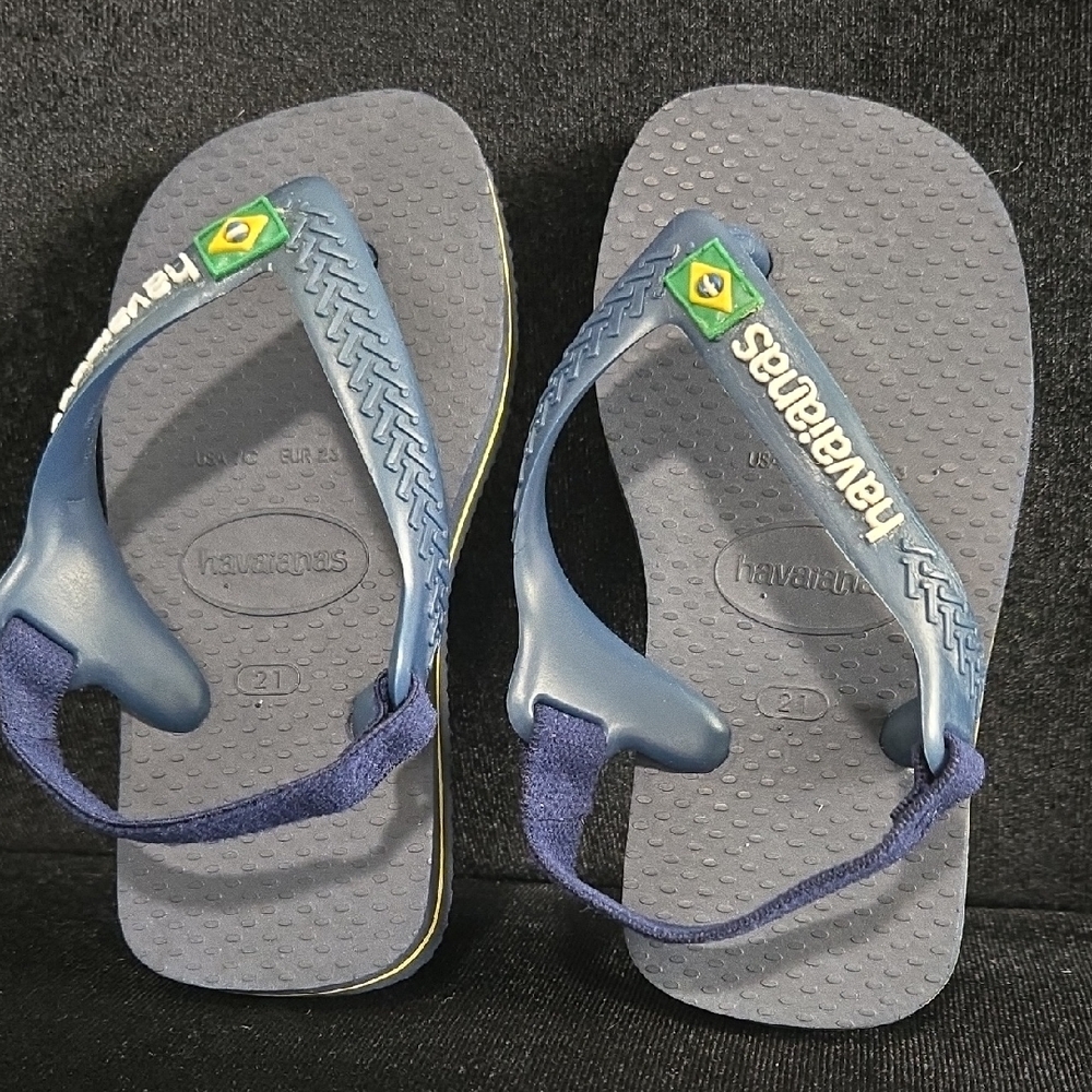 Havaianas Navy Flip Flops with Brazilian Emblem